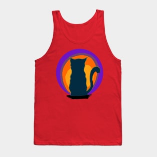 Cat Looking At Sunset Tank Top